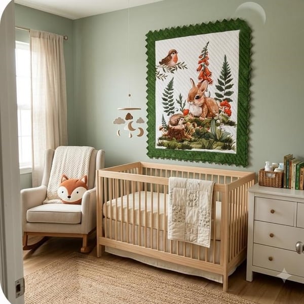 Woodland Babies hand quited 