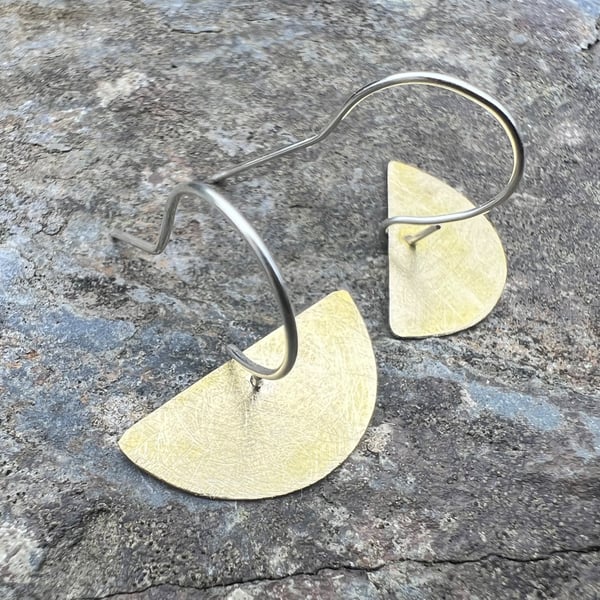 Brass Half Moon Dangle Earrings