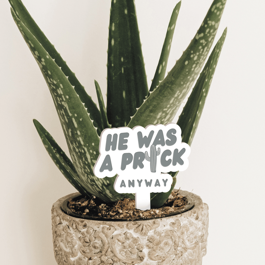 Prick Anyway - Bubble Text Plant Tag: Small Funny Breakup Divorce Gift 