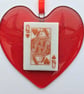 Handmade Glass Hanging Red Love Heart- King or Queen Of Hearts or Diamonds  - Image 3