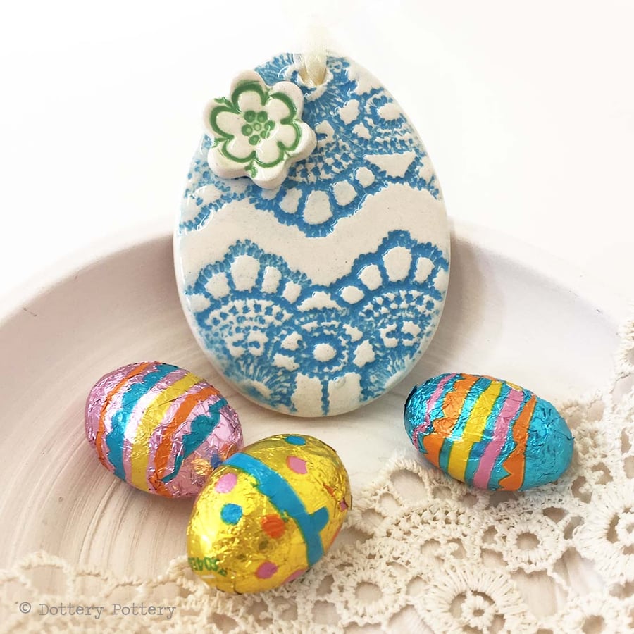 Pottery Easter Egg decoration Ceramic Easter Egg patterned egg bright pattern