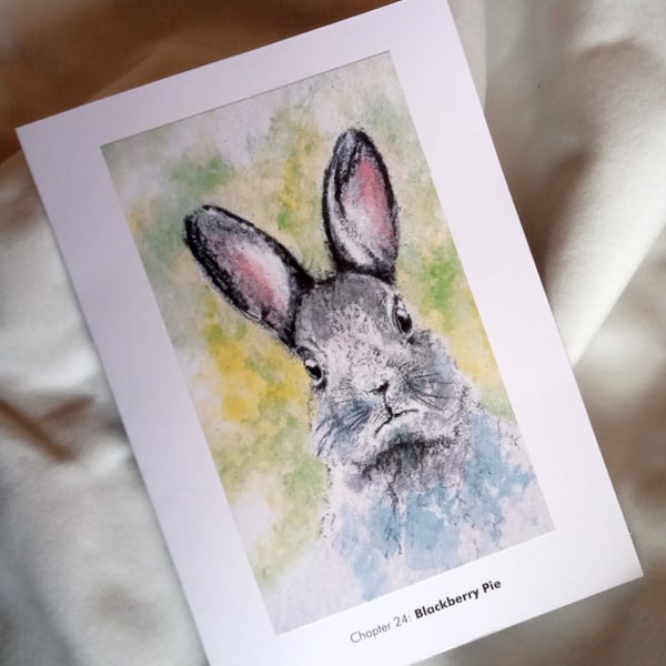 original hand painted print of a Sussex rabbit printed Greeting Card for charity