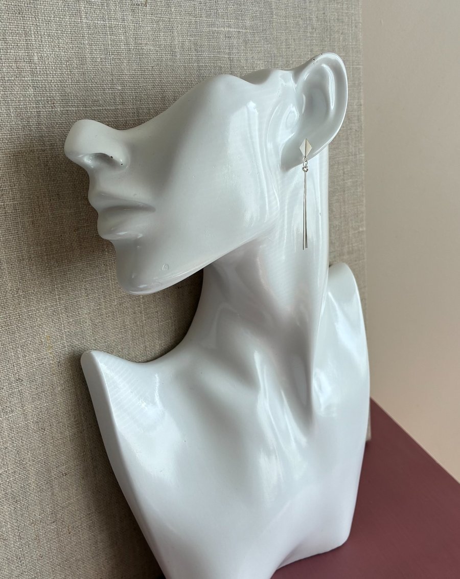 Elegant Sterling Silver Kite Studs with Tassles