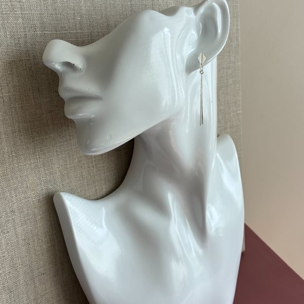 Elegant Sterling Silver Kite Studs with Tassles