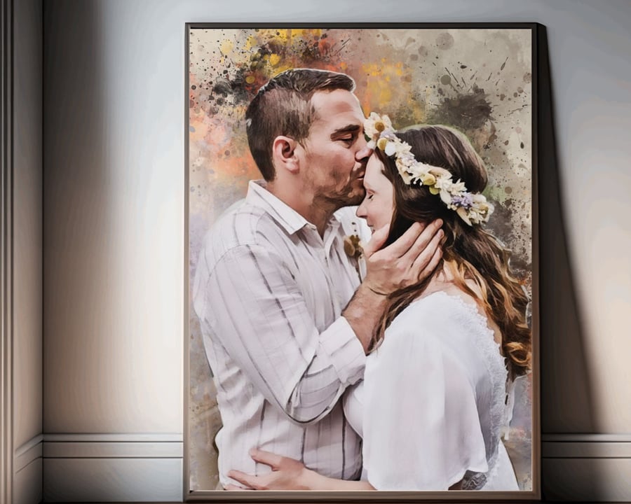 Personalised Painting from Photo, Christmas Gift for Couple, Custom Picture,