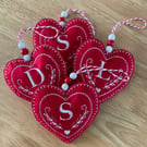 Christmas, Valentines, Mothers Day initial personalised embroidered heart