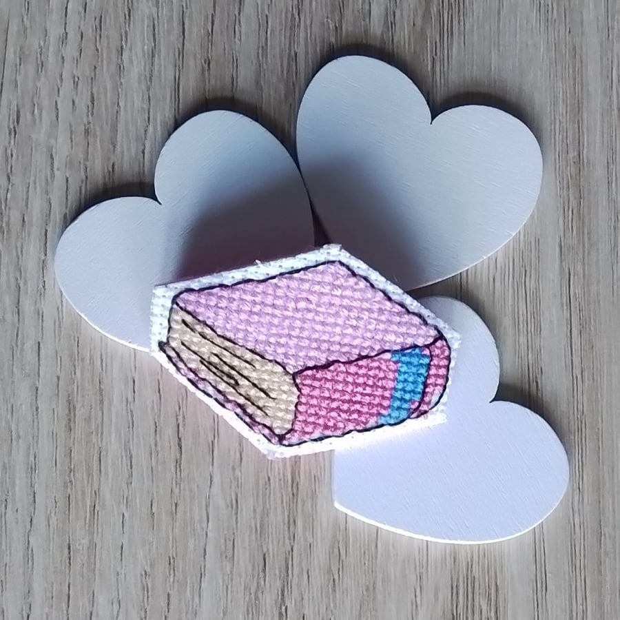 Book Pin Badge, Book Brooch, Reading Gift, Book Lover Gift - Pink