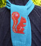 Red Squirrel Knitted Scarf with flower embroidery - Image 2