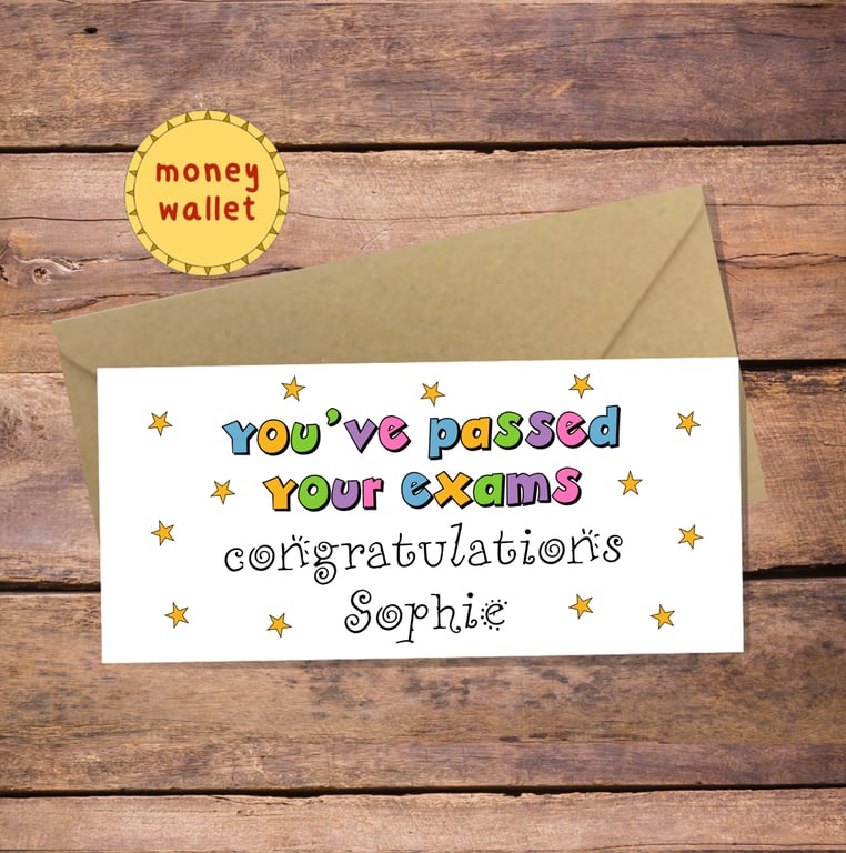 You've Passed Personalised Money Wallet Card - cash gift envelope