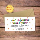 You've Passed Personalised Money Wallet Card - cash gift envelope
