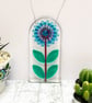 Blue Fused Glass Retro Allium Hanging - Handmade Glass Suncatcher - Image 1