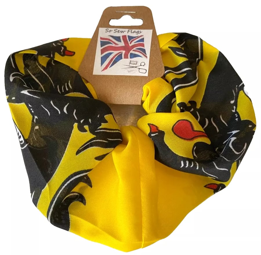Flanders Lion Belgium Flag Hair Scrunchie Scrunchies Accessory Band Elastic