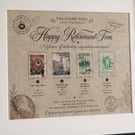 Personalised Retirement Gift -Framed Vintage Stamp Print 