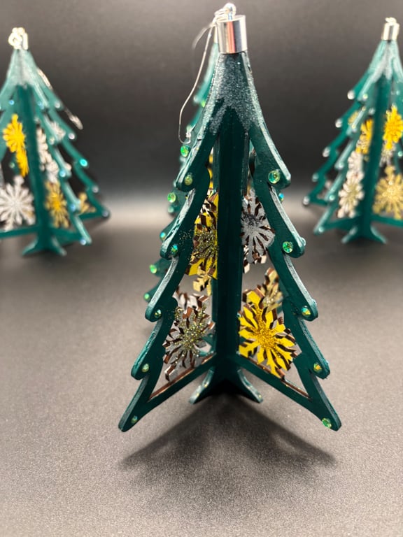 Christmas decorations- hand made hanging Christmas trees 