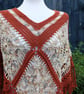 Rust and Beige Mix Crochet Poncho - Design A542 - Image 9