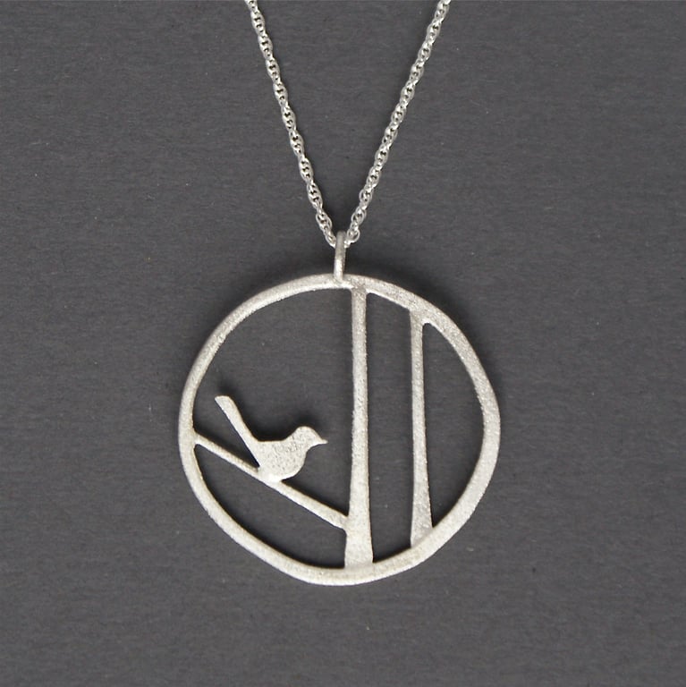 Edge of the woods bird necklace
