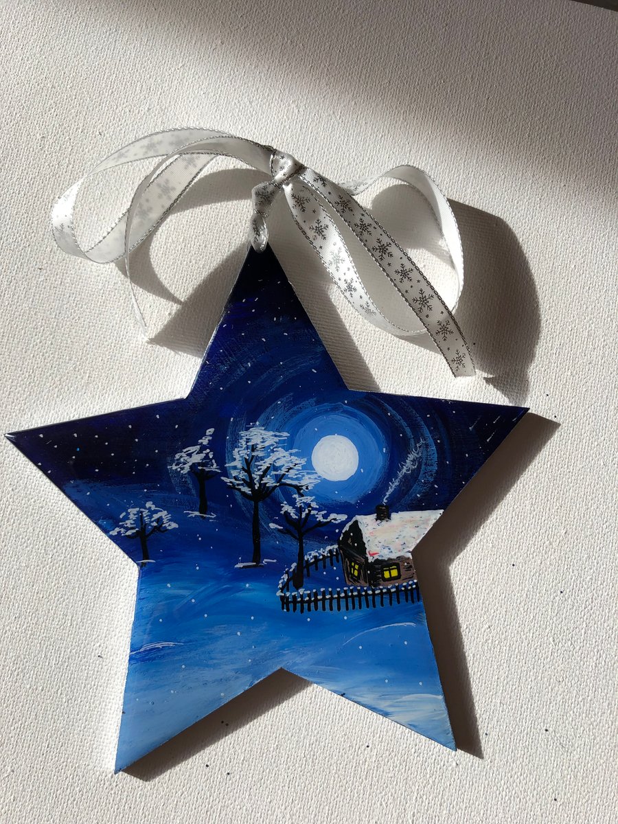 Christmas decoration, star, ornament ,  winter  night 