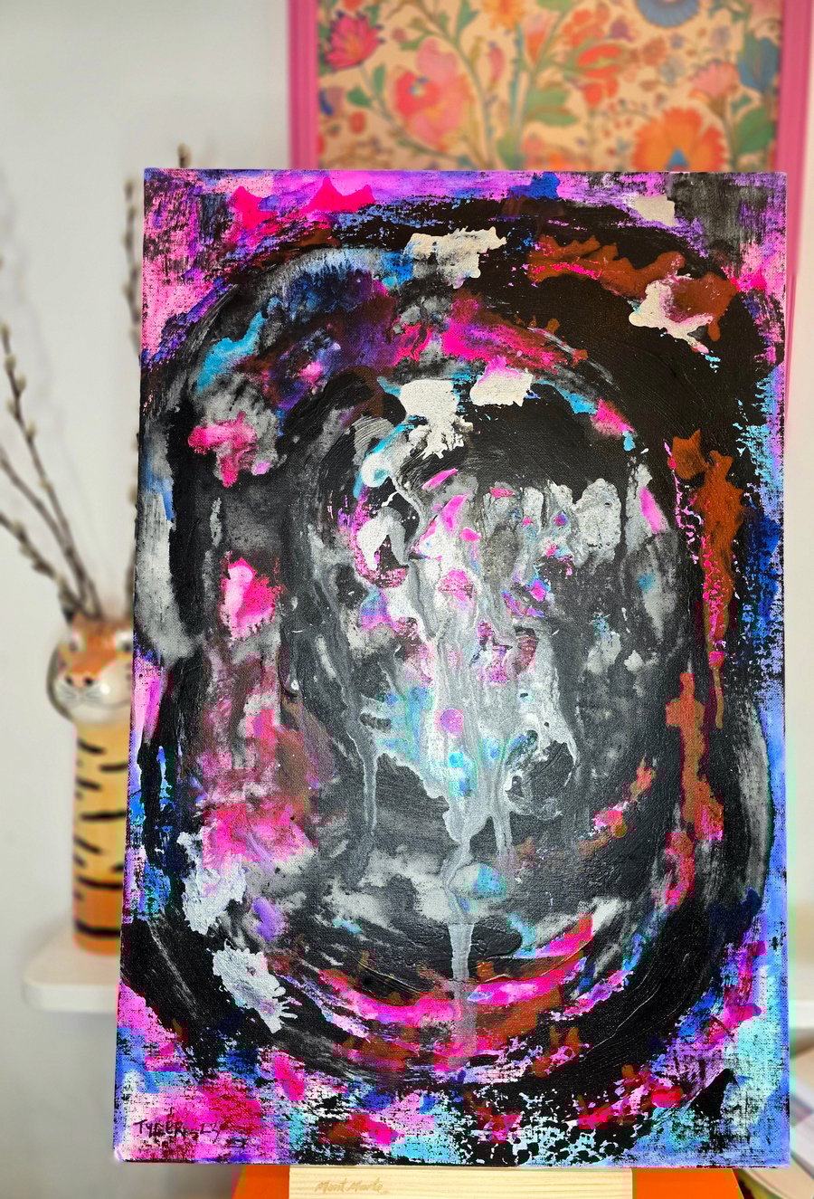 Voices in my head - original abstract acrylic emotional painting on canvas board