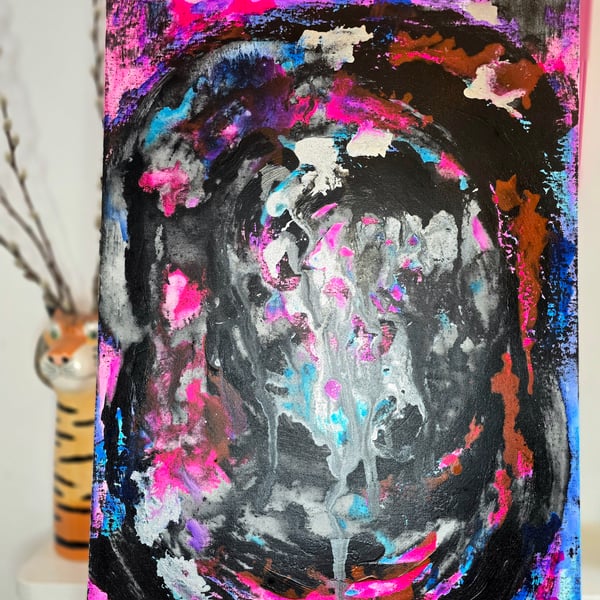 Voices in my head - original abstract acrylic emotional painting on canvas board