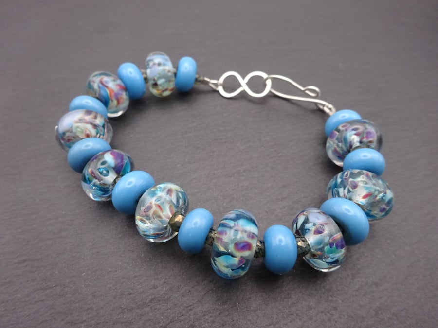 blue lampwork glass bracelet