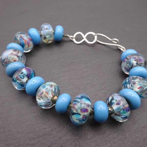 blue lampwork glass bracelet