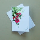 hand painted floral blank inside greetings card ( ref FA 118 B4 )
