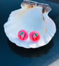 Pink Cherry polymer clay stud earrings - Image 3