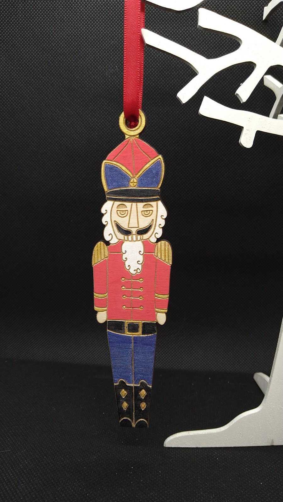 Wooden Nut Cracker Soldier Christmas tree decoration, gift tag, 