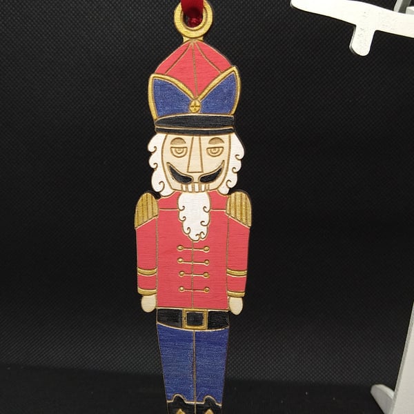 Wooden Nut Cracker Soldier Christmas tree decoration, gift tag, 
