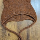 Knitted Baby Hat with Bear Ears & Ties Soft Merino & Mohair, Perfect for 0-3 M