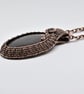 Wire Woven Silver Sheen Obsidian and Copper Gothic Pendant - Image 8