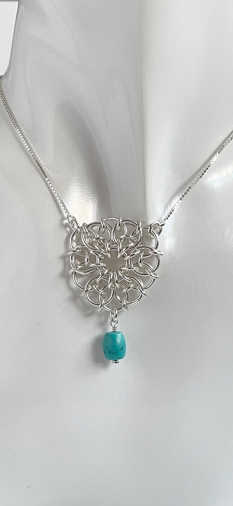 Turquoise Chainmaille Pendant