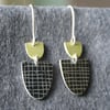 Lime and black dangle earrings