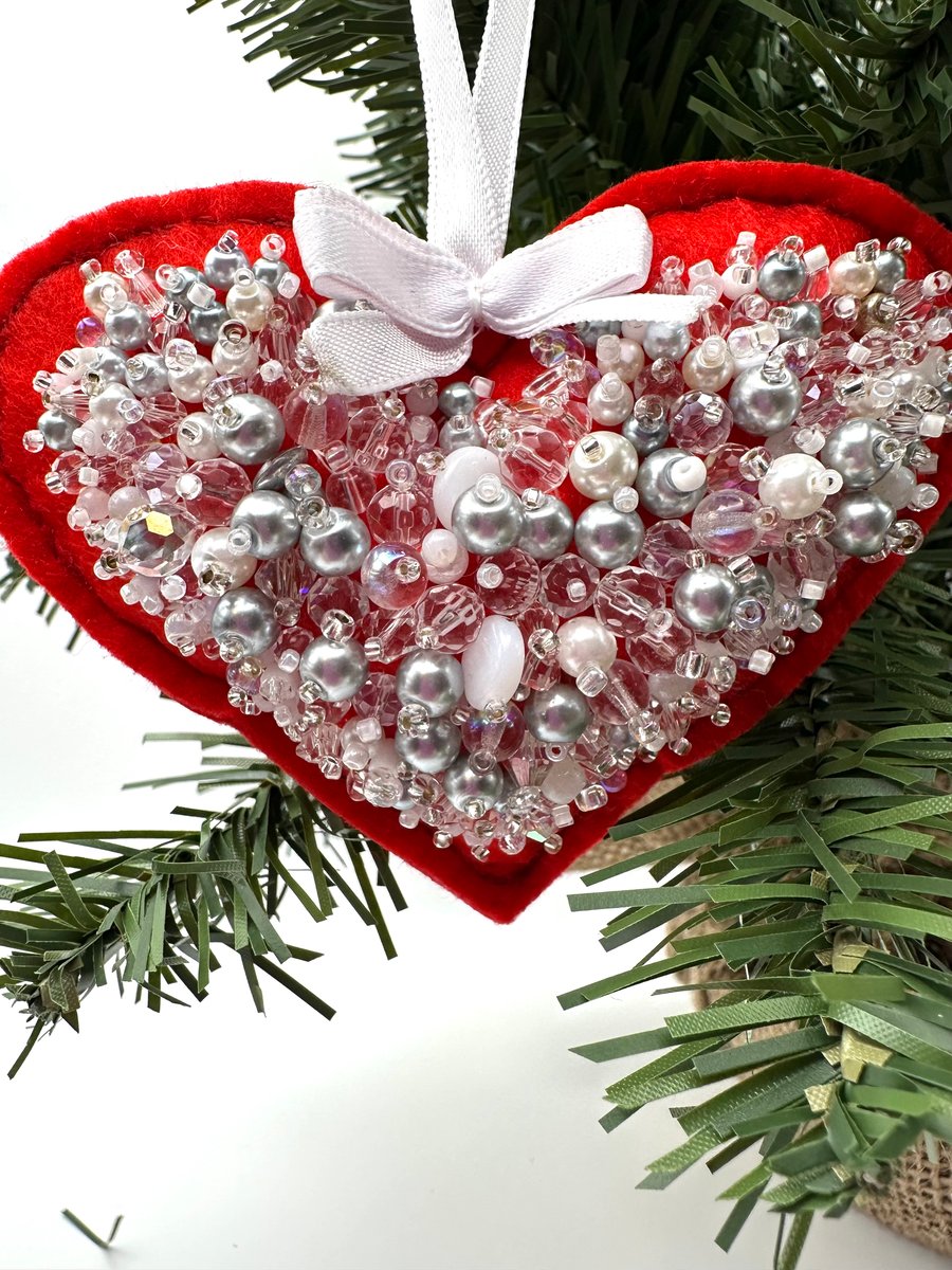 Red Christmas tree decoration heart, one of a kind