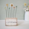 Clay and Button Flower Garden in a Wood Block 'I Love my Garden'