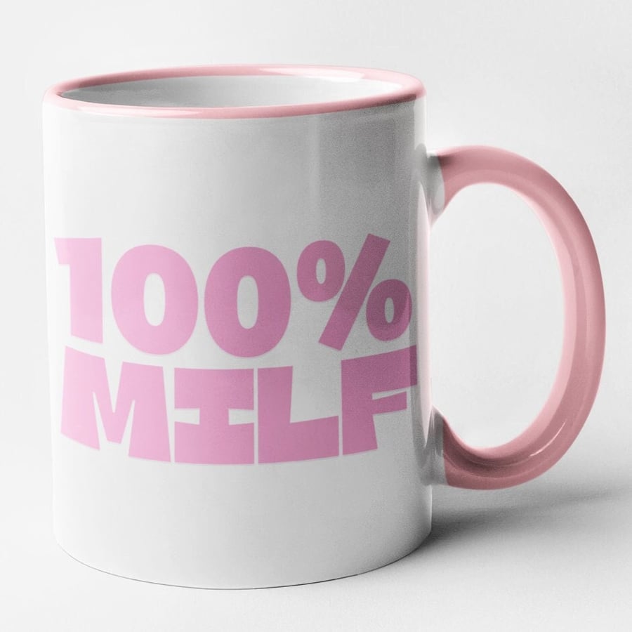 100% Milf Mug Funny Novelty Mum Joke Office Banter Birthday Christmas Gift 