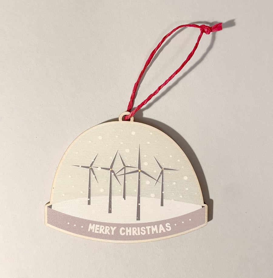Wind Turbine Snow Globe - Christmas Tree Decoration