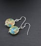 lampwork glass earrings green and blue - Image 2