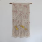 Macrame Springtime wall hanging, blossom and daffodil wall decor
