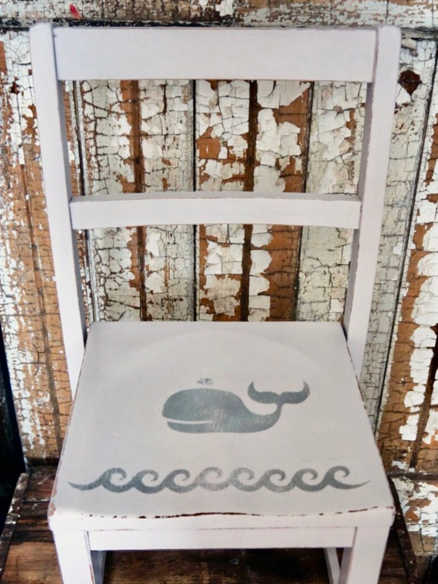 Vintage children's school chair painted and stencilled in your choice of colours