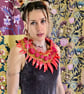 Red flamed collar - statement piece  - Image 1