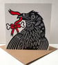 Raven Birthday Linocut Greetings Card. Spooky Gothic Gift.  - Image 5