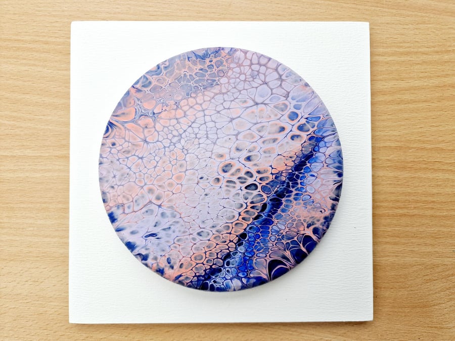 18.5cm x 18.5cm acrylic pour painting wall plaque