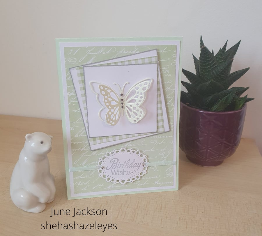 A butterfly birthday wishes card, die cut card - Folksy