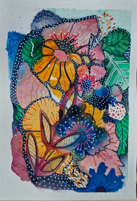 An Original mixed media A5 painting. "Midnight Moods"