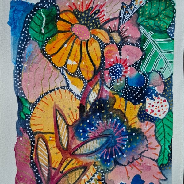 An Original mixed media A5 painting. "Midnight Moods"