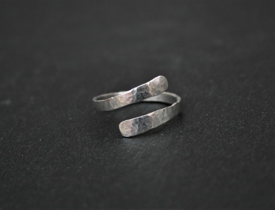 Silver Wrap Ring, Custom Made Hammered Sterling Silver Ring, Made in Southsea