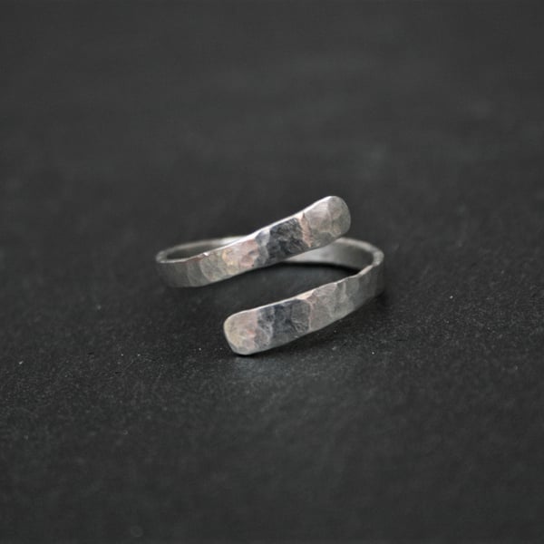 Silver Wrap Ring, Custom Made Hammered Sterling Silver Ring, Made in Southsea