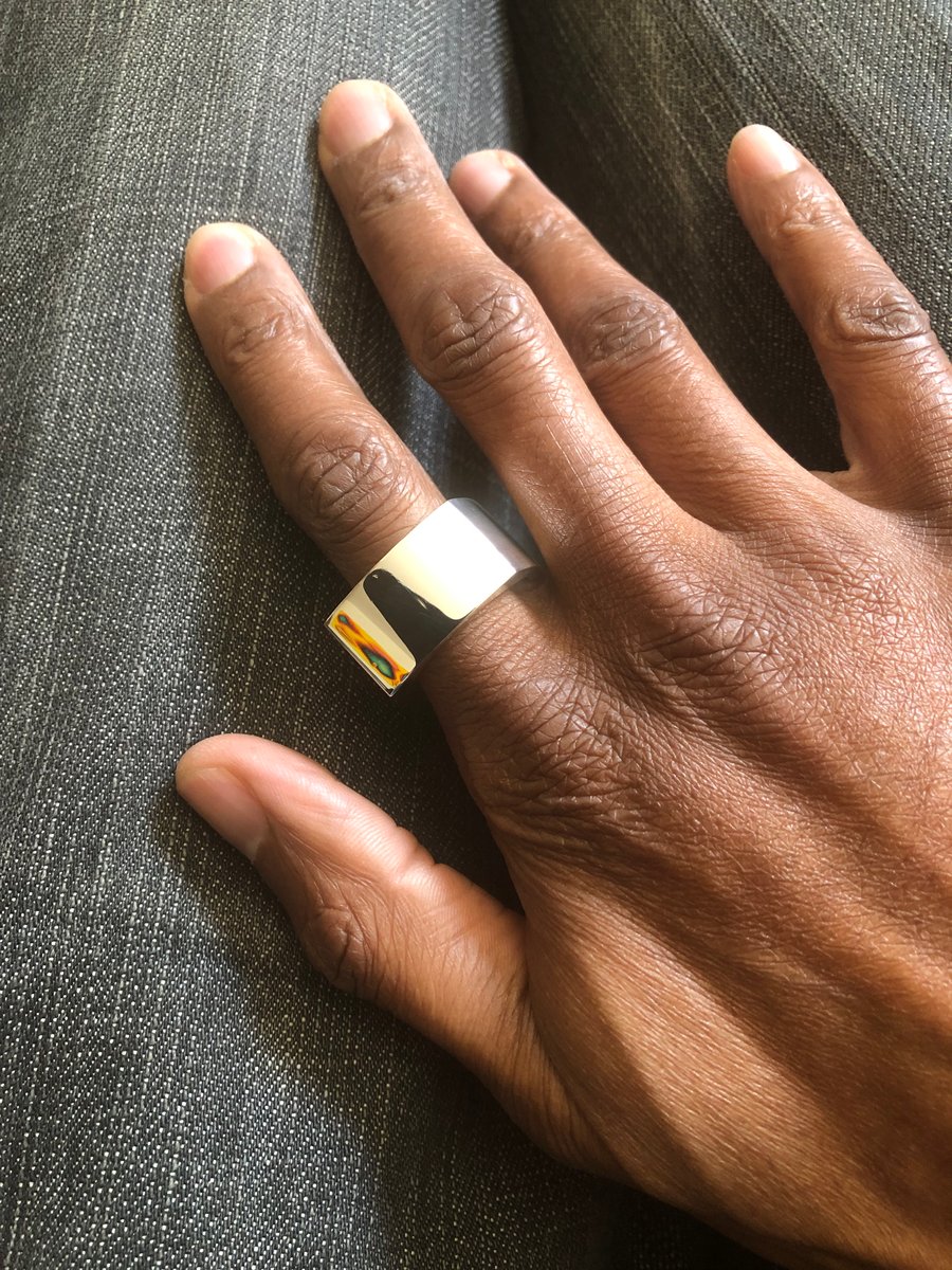 Men's plain heavy solid sterling silver square Folksy