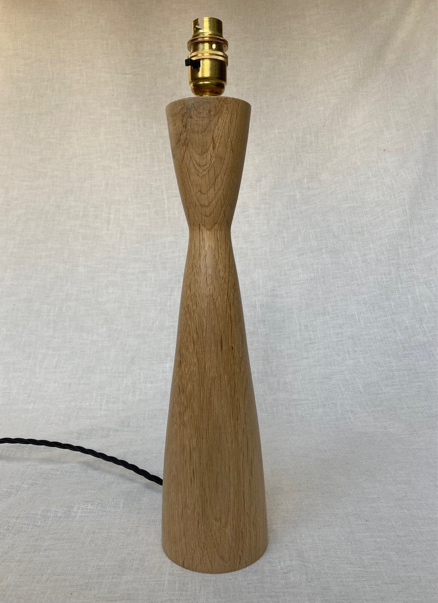 SECONDS SALE - Large hand turned oak lamp base 3, oak table lamp. 42.5cm tall.